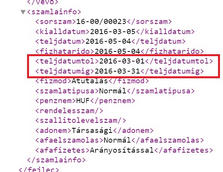 Időszaki teljesítés dátumai az XML fájlban