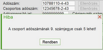 Hibás csoportos adószám 9. karakter