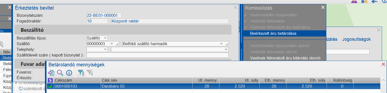 Betárolási utasítás