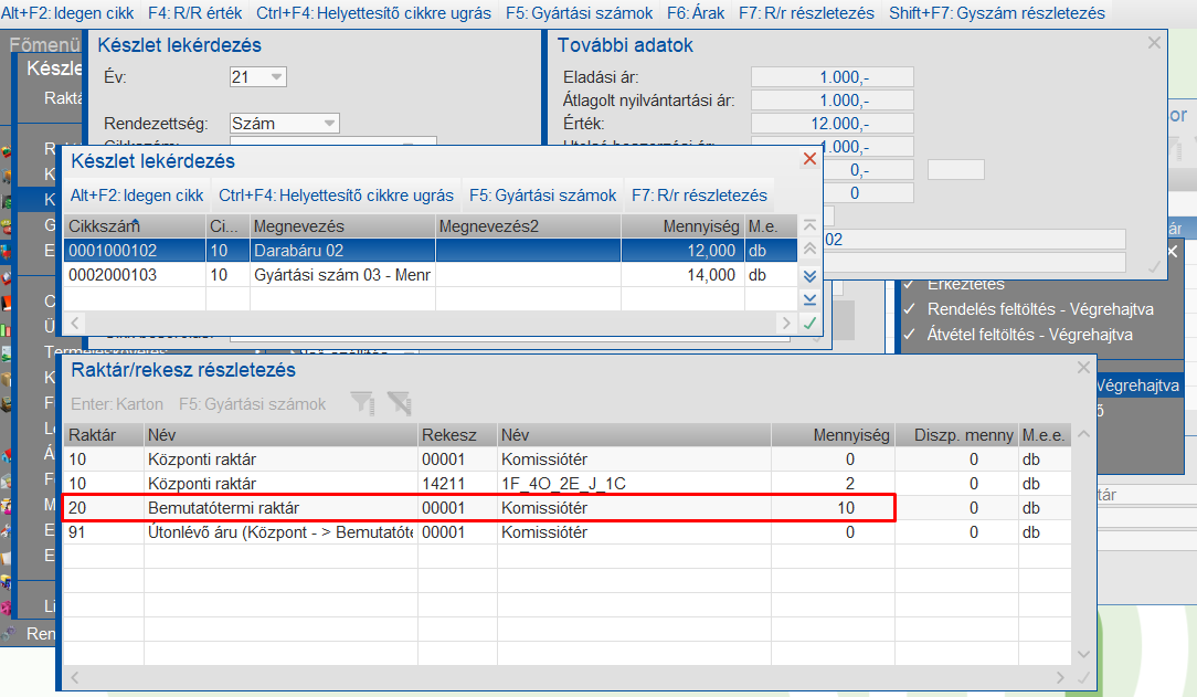 Készletlekérdezés