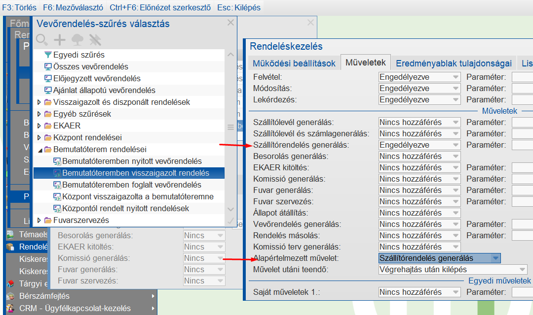 Műveletindítás paraméterek
