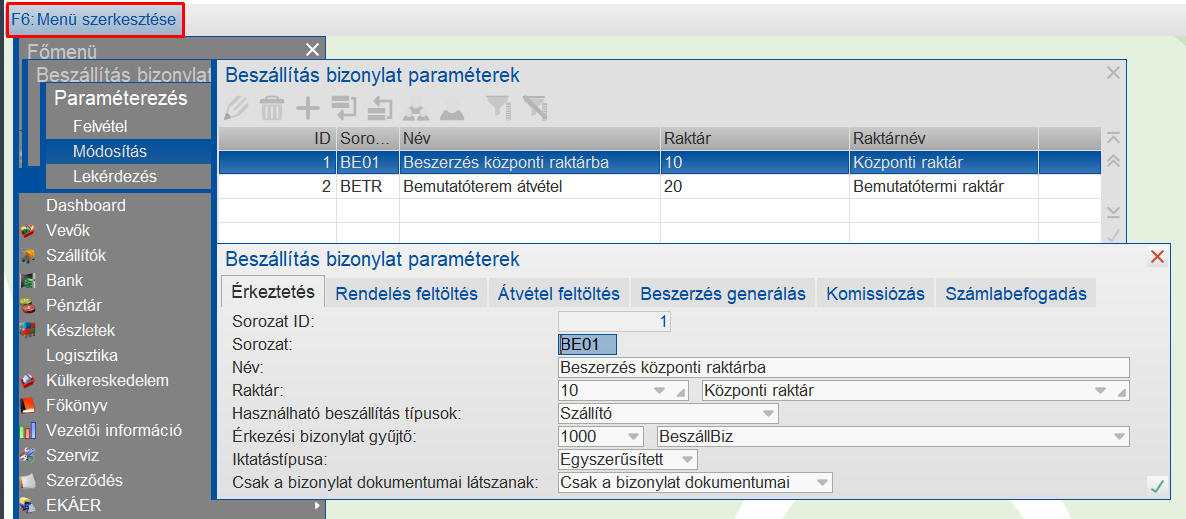 Menüpontok sorrendjének átalakítása