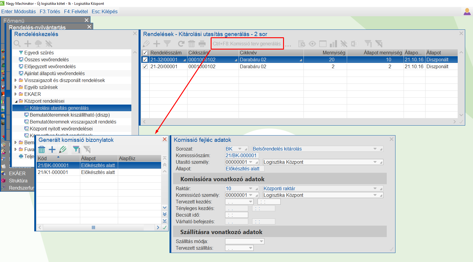 Legenerált Kitárolási utasítás