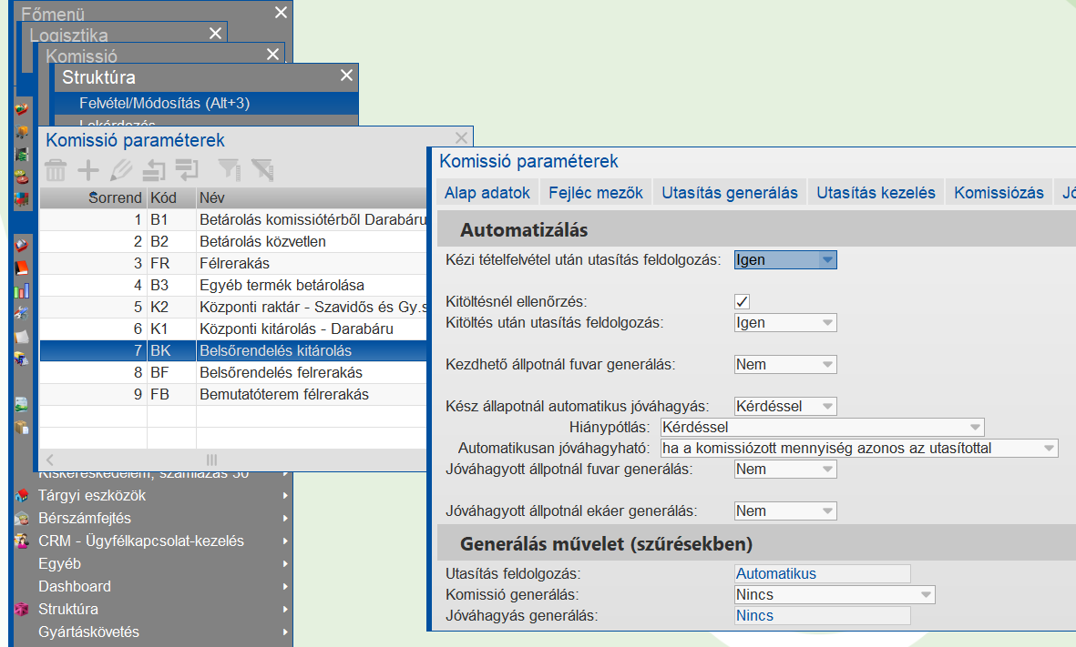 Automatizálás paraméterek