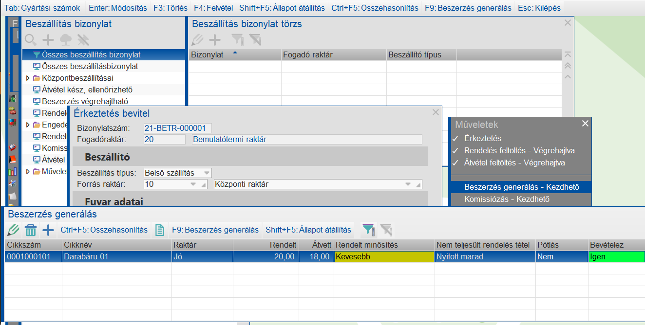 Beszerzés a bemutatóterembe
