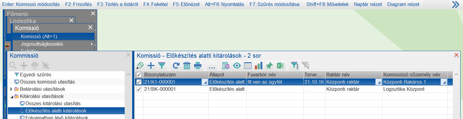Előkészítés alatti utasítások lekérdezése