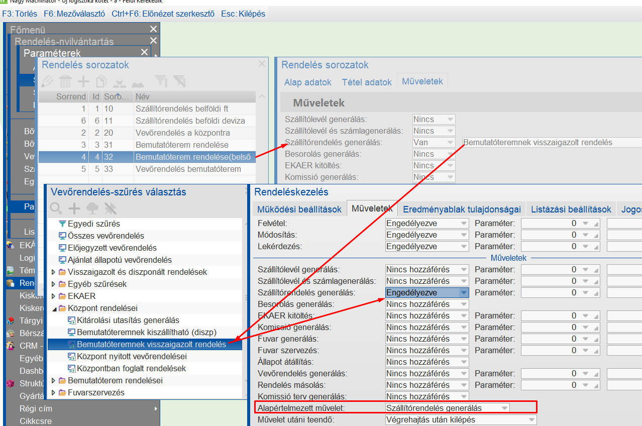 Szállítórendelés generálás paraméterezése a belsőrendelés vevő oldalában.
