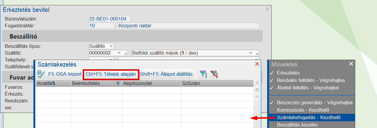 Érkeztetés generálá átvett alapján