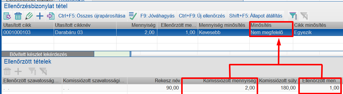 minősítés eredménye