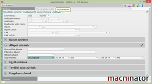 Ma visszaigazolt rendelések szűrés beállítása