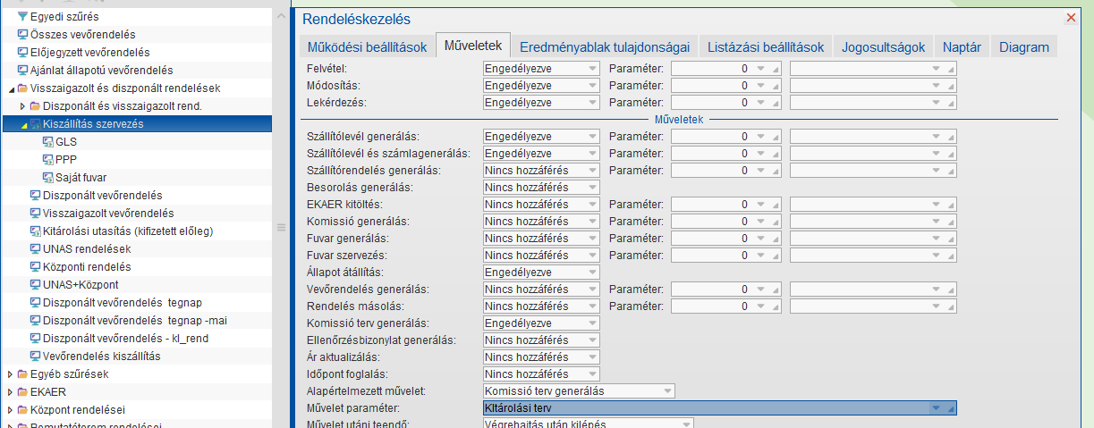Művelet paraméterezése