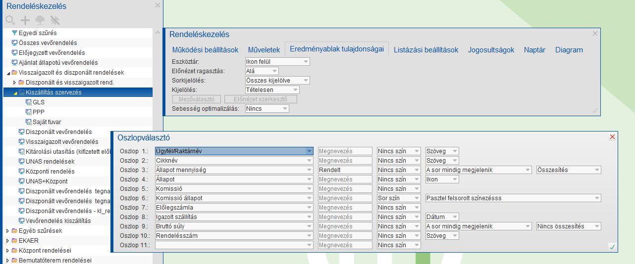 Mezőválasztó paraméterezése