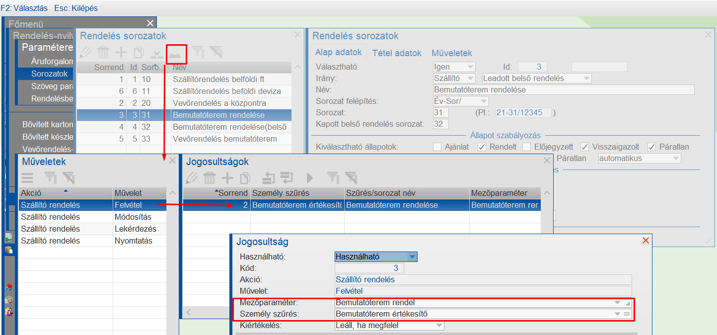 Belsőrendelés jogosultságkezelés (POLFG)