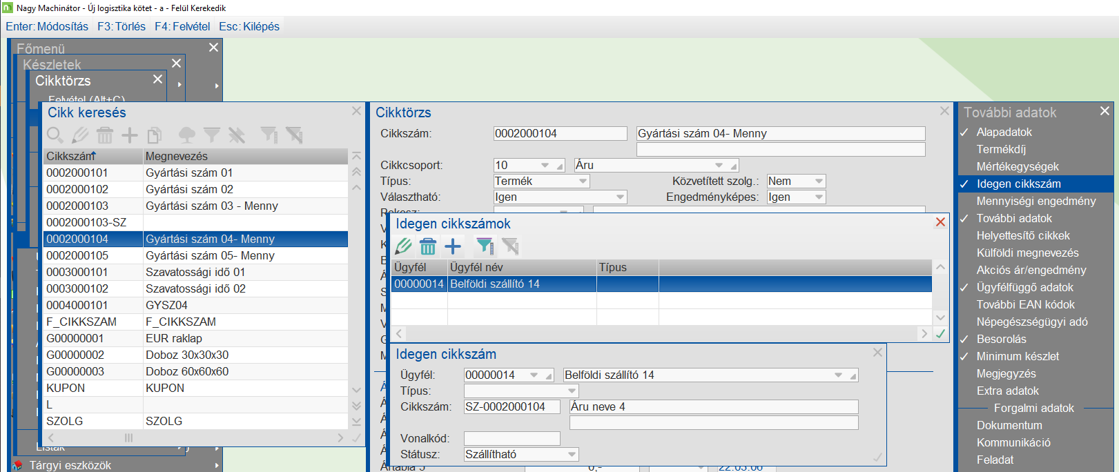 Cikktörzs lekérdezése