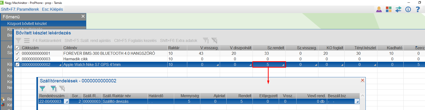 Szállítórendelés lekérdezése