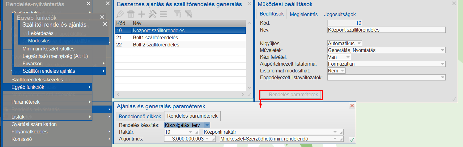 Kiszolgálási terv aktiválása