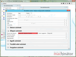 Szűrésablak beállítási javaslat