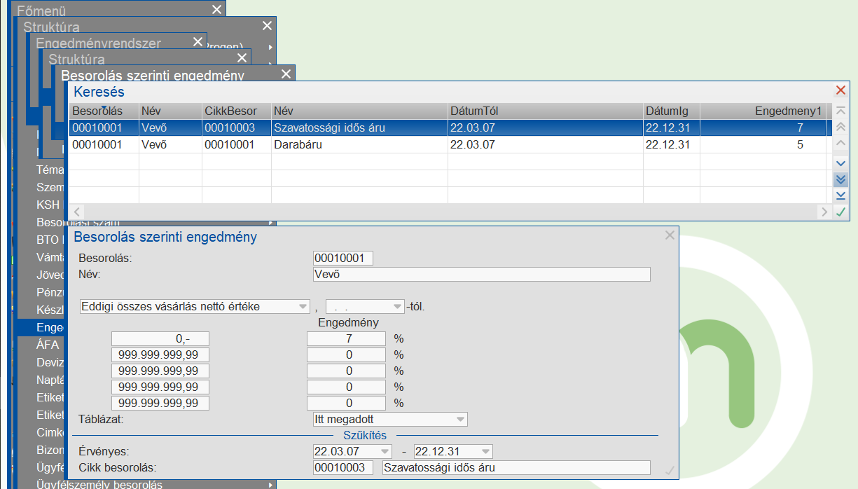 Besorolásszerinti engedmény