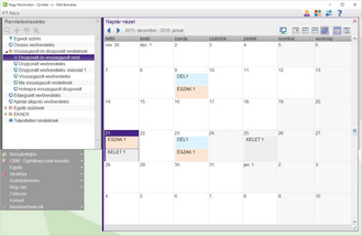 Vevőrendelés szűrés naptár nézetben