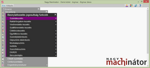 Bizonylatkezelés jogosultság funkciók