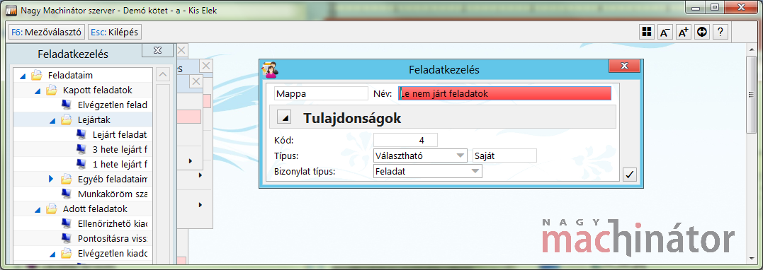 Mappa tulajdonságainak megadása