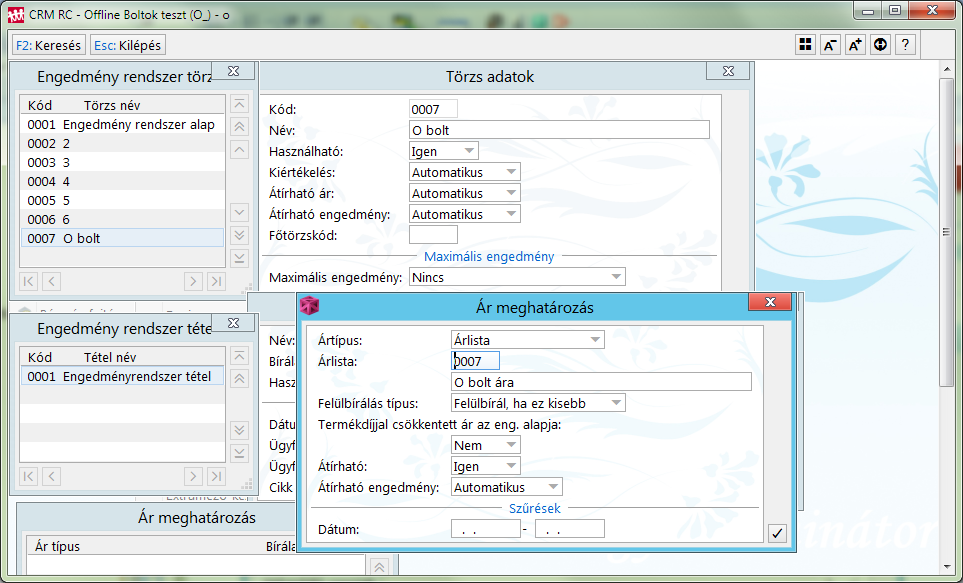 Engedményrendszer paraméterezése