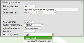 Főkönyvi szám használata a vegyes könyvelésben