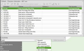 Szövegkeresés közben a szűrés megadása