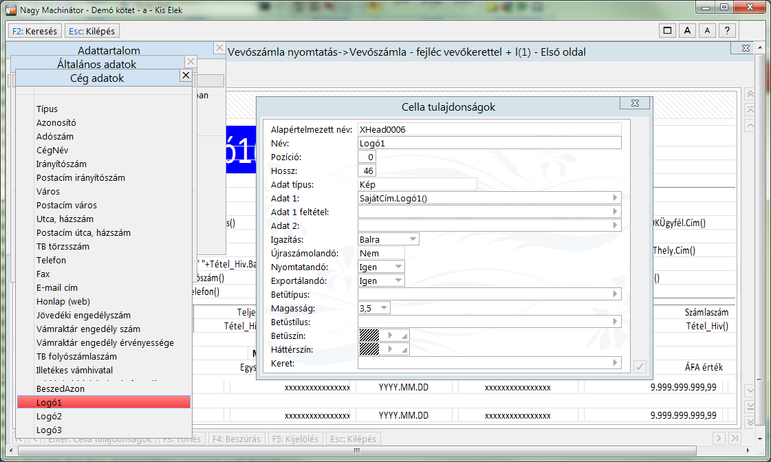 Formázóban logó megadása