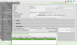 Egyéni vállalkozó paraméterek