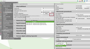 Web menü paraméterezése