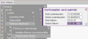 Kontírozatlan tételek lista