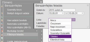 Bér feladási lista különböző részletezettséggel