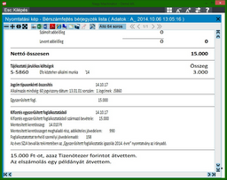 Egyszerűsített foglalkoztatás adatok nyomtatása a bérjegyzékre