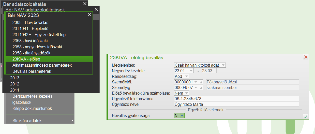 KIVA előleg bevallás