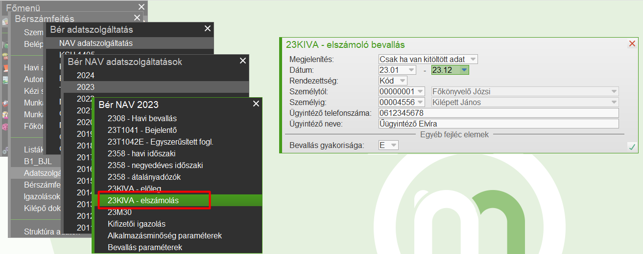 KIVA elszámoló bevallás
