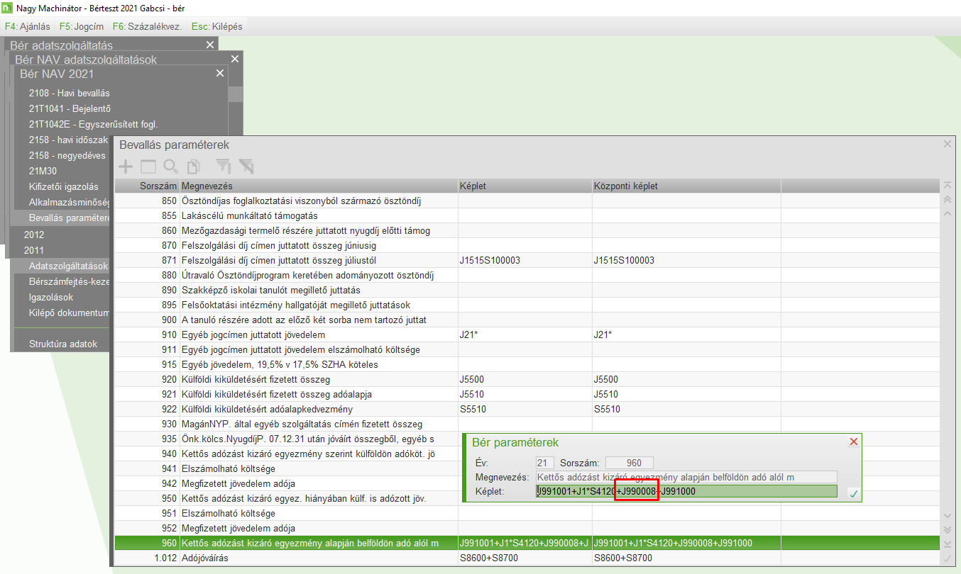 Bevallás paraméterek 2021