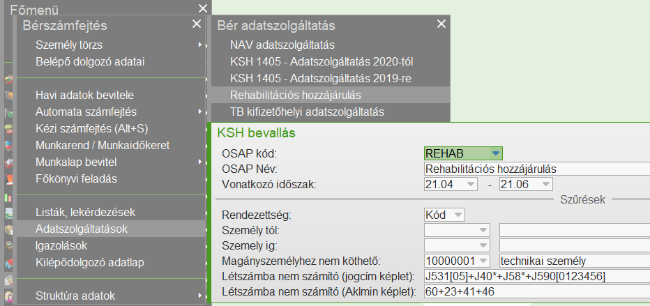 Rehabilitációs lista lekérése