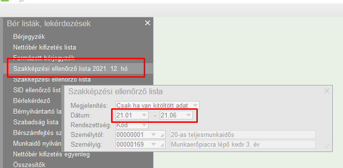 Szakképzési ellenőrző lista 2021. decemberi bevalláshoz