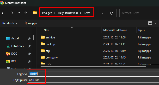 XKR fájl mentése