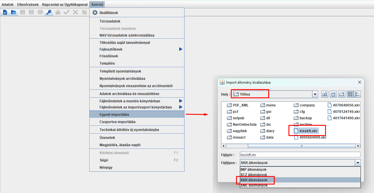XKR fájlok importálása