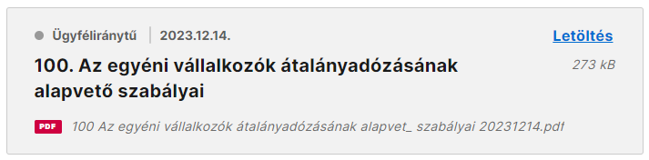 NAV oldalán elérhető dokumentum