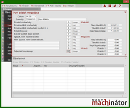 Havi adatok felvétele