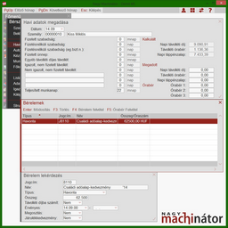 Bérelem felvétele a havi adatokban