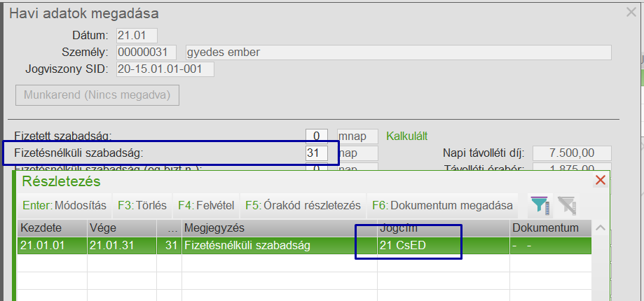 CSED generálása Tartós távollétből