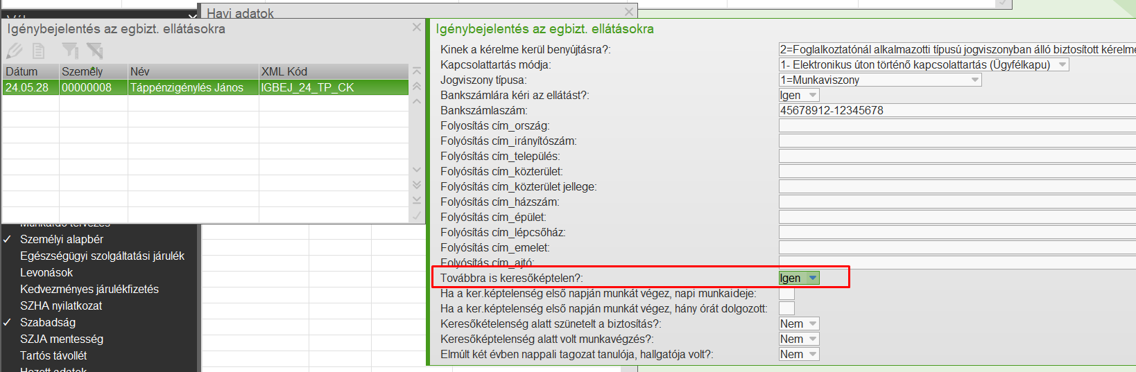 További keresőképtelenség jelölése