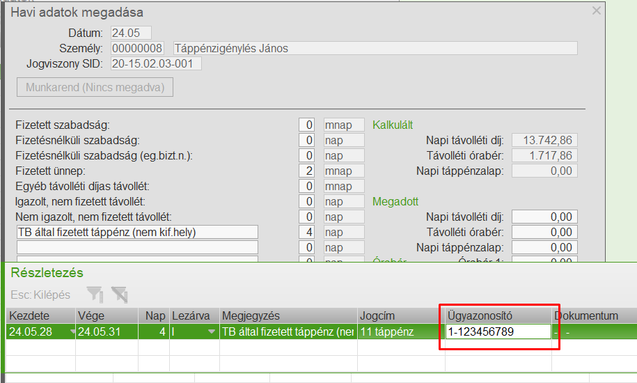 Ügyazonosító rögzítése