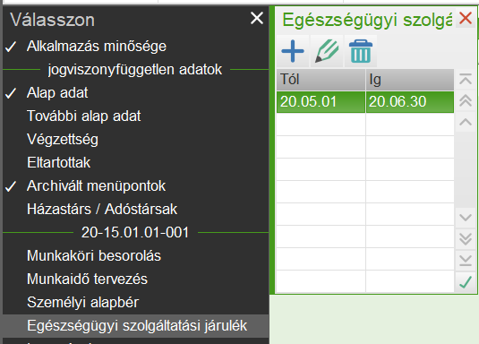 Eüszolg járulék rögzítése