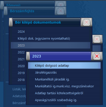 Kilépő dokumentumok 2023