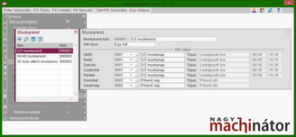 Munkarend törzs - egy hetes